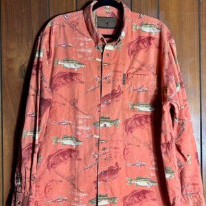 North River Outfitters Shirt Men's X-Large Button Down L/S Bass Fishing EUC